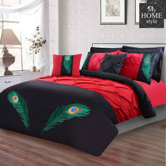 8 PCS Peacock Feather Embroidered Duvet Set - myhomestyle.pk