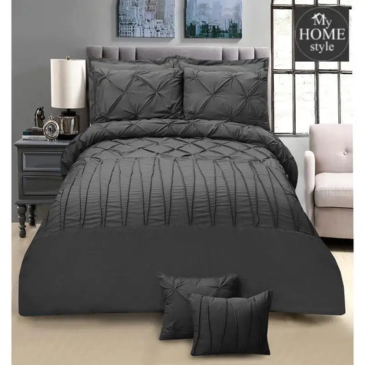 8 PC's Pintuck & Cross Pleated Duvet Set - myhomestyle.pk