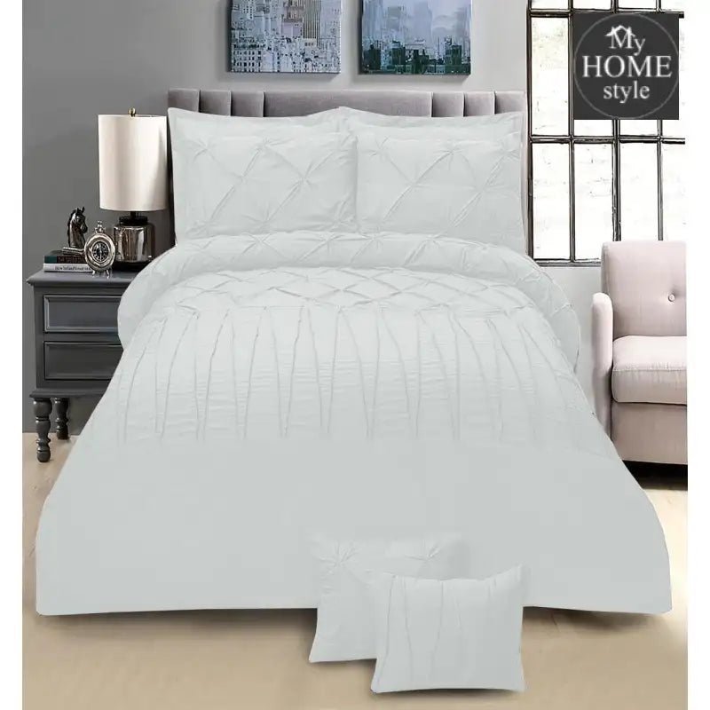 8 PC's Pintuck & Cross Pleated Duvet Set SC - myhomestyle.pk