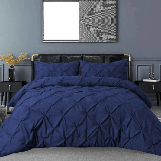 8 Pcs Pintuck Diamond Duvet Set navy SC - myhomestyle.pk