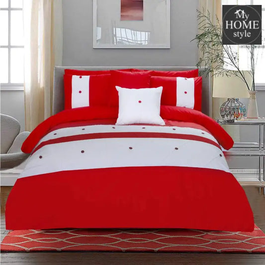 8 pcs Red & White Duvet Set - myhomestyle.pk