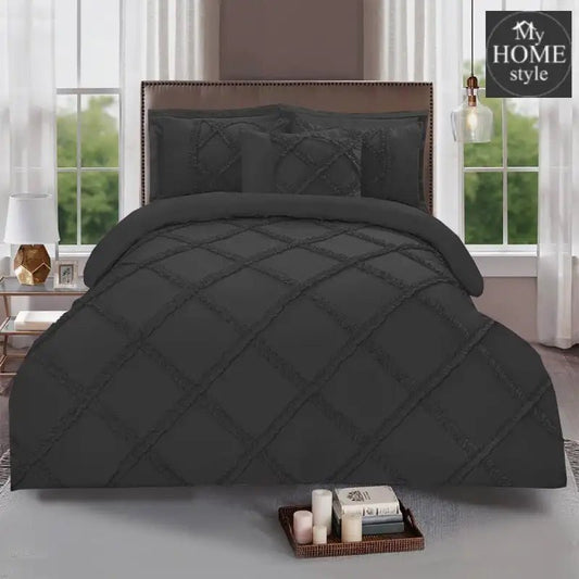 8 Pcs Ruffled Cross Pleated Duvet Set Grey - myhomestyle.pk