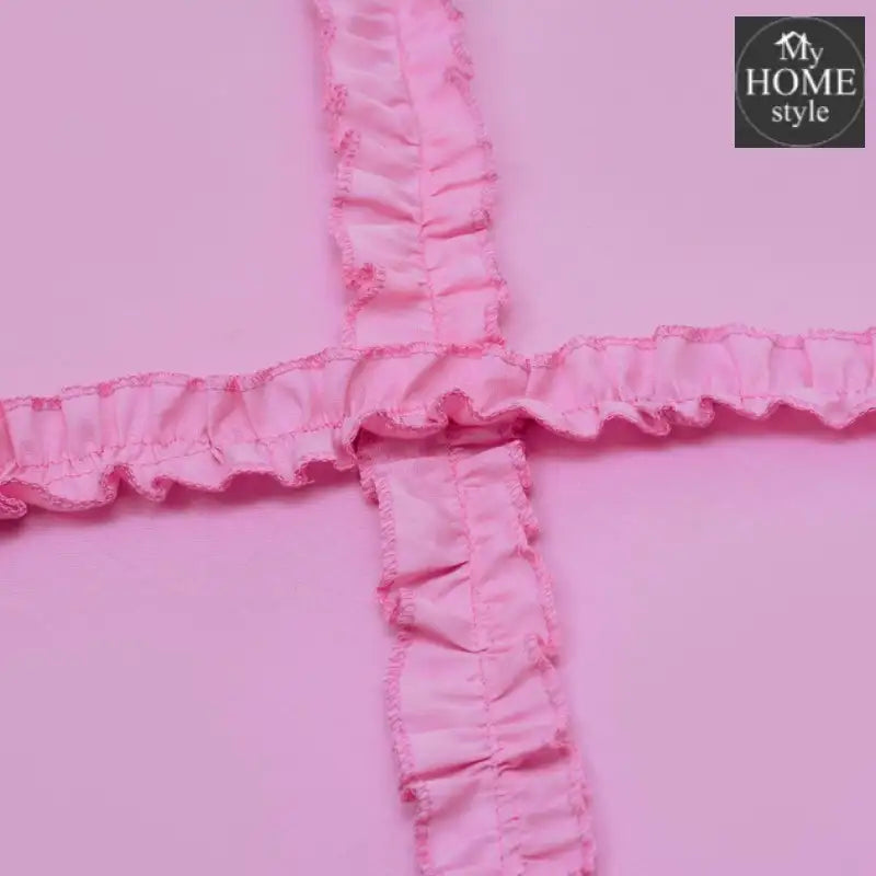 8 Pcs Ruffled Cross Pleated Duvet Set Pink - myhomestyle.pk