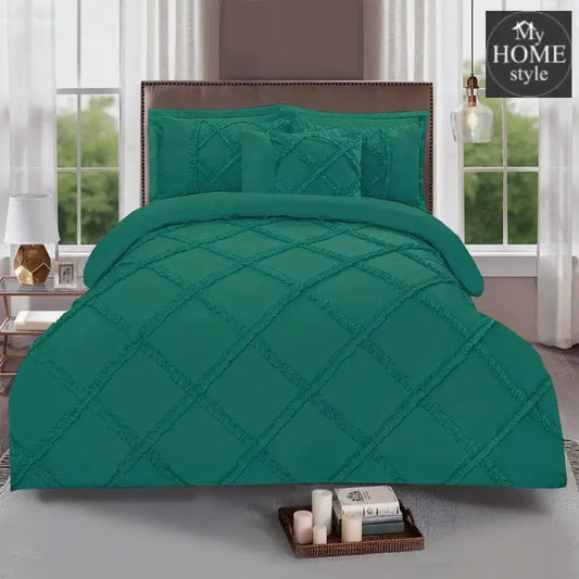 8 Pcs Ruffled Cross Pleated Duvet Set Teal - myhomestyle.pk