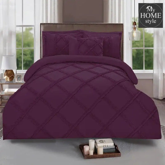 8 Pcs Ruffled Cross Pleated Duvet Set Violet - myhomestyle.pk