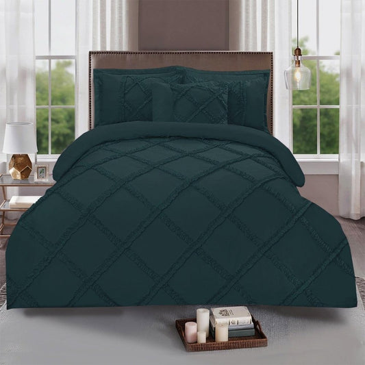 8 Pc's Ruffled Cross Pleated Duvet Set Zink SC - myhomestyle.pk