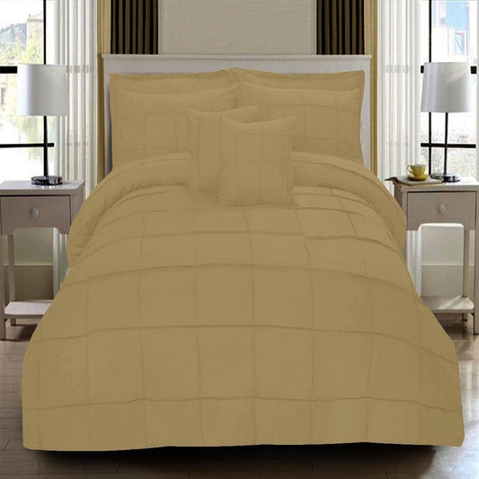 8 Pcs Square Pleated Duvet Set - Beige SC - myhomestyle.pk