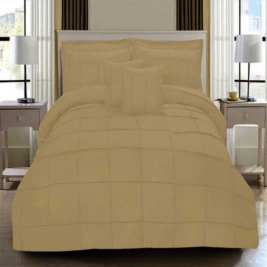 8 Pcs Square Pleated Duvet Set - Beige - 92Bedding