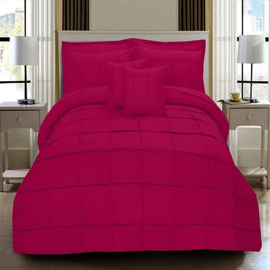 8 Pcs Square Pleated Duvet Set - Fuchsia - myhomestyle.pk