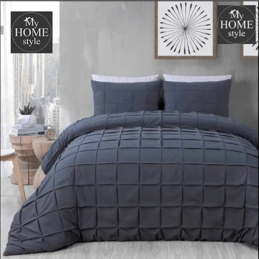 8 Pcs Square Pleated Duvet set Grey - myhomestyle.pk