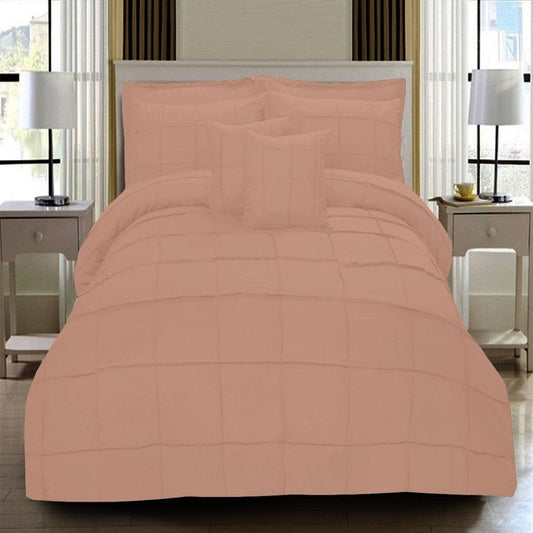 8 Pcs Square Pleated Duvet Set - Light Peach - myhomestyle.pk