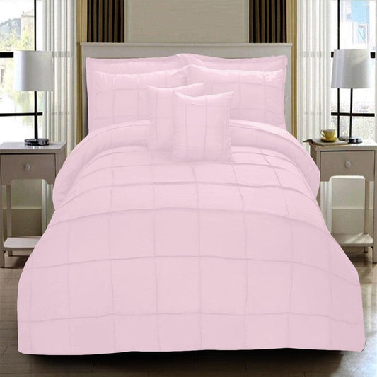 8 Pcs Square Pleated Duvet Set - Light Pink SC - myhomestyle.pk