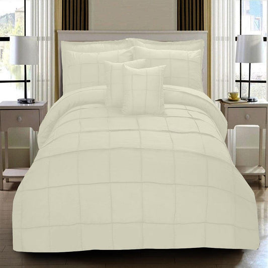 8 Pcs Square Pleated Duvet Set - Off White - 92Bedding