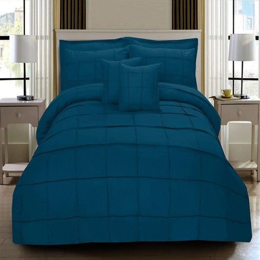 8 Pcs Square Pleated Duvet Set - Turquoise SC - myhomestyle.pk