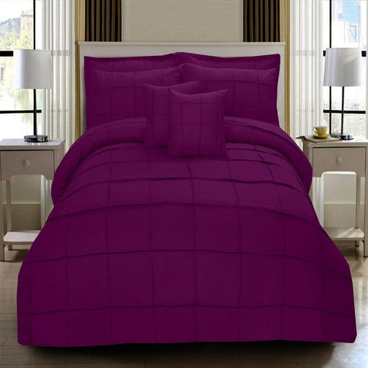 8 Pcs Square Pleated Duvet Set - Violet SC - myhomestyle.pk