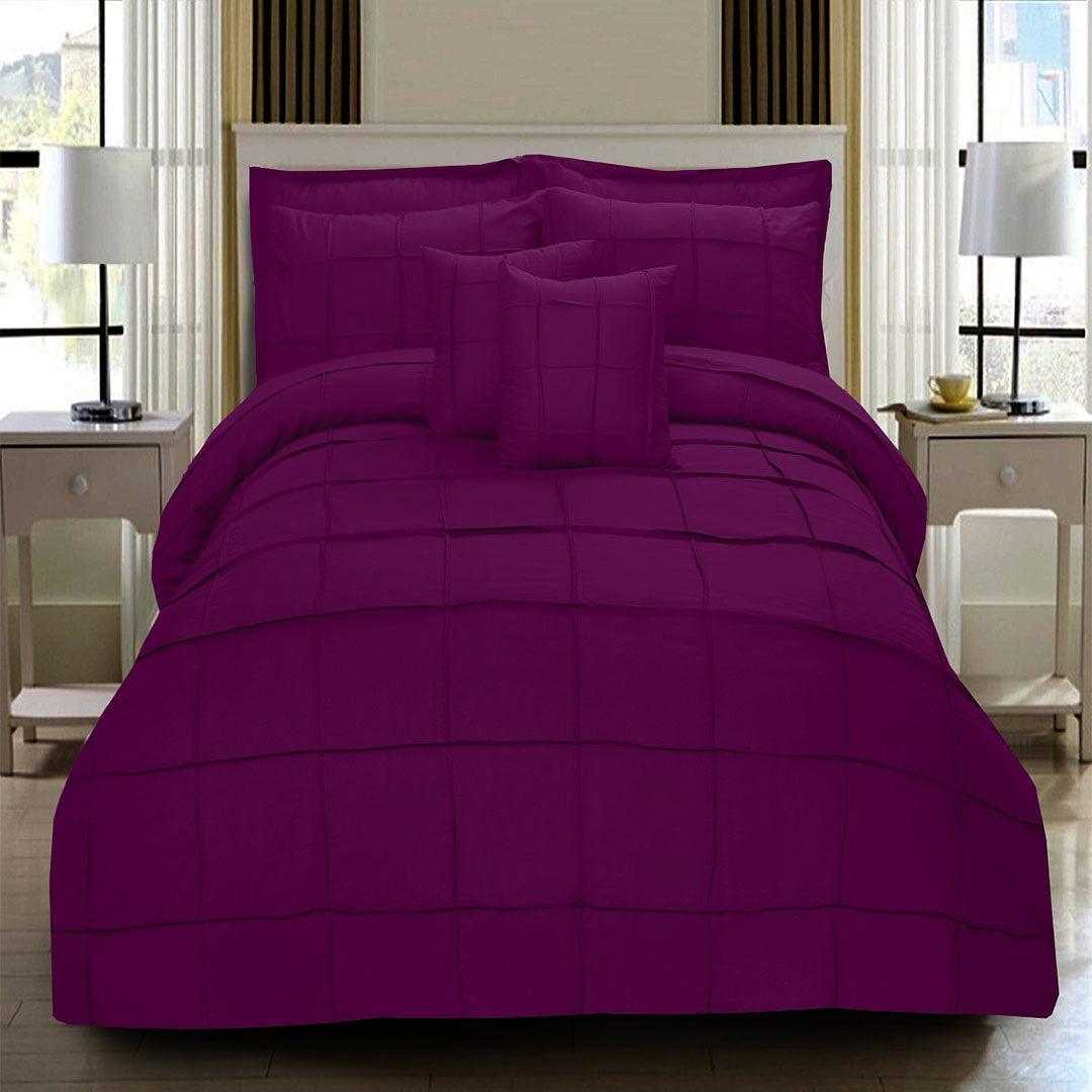 8 Pcs Square Pleated Duvet Set - Violet - 92Bedding