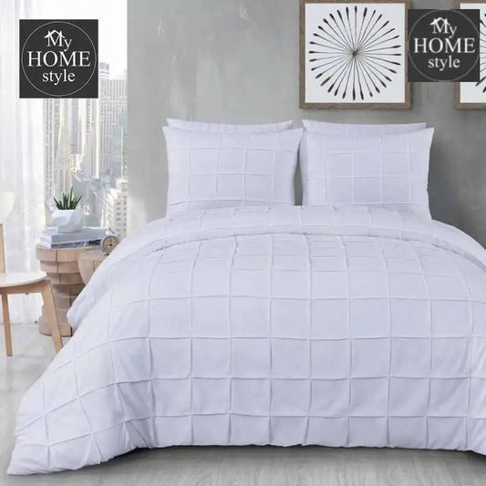 8 Pcs Square Pleated Duvet set White - myhomestyle.pk