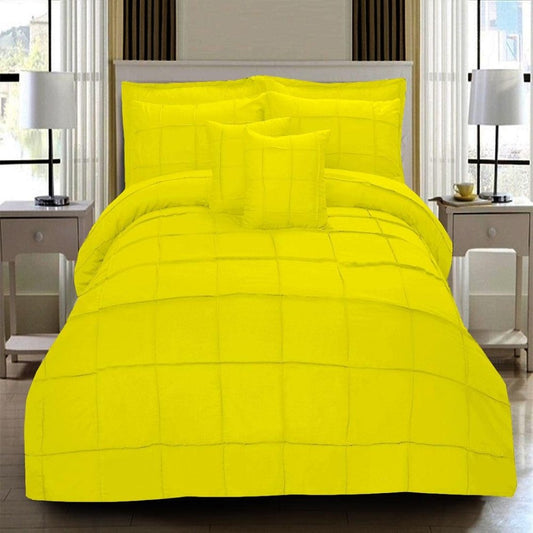 8 Pcs Square Pleated Duvet Set - Yellow SC - myhomestyle.pk