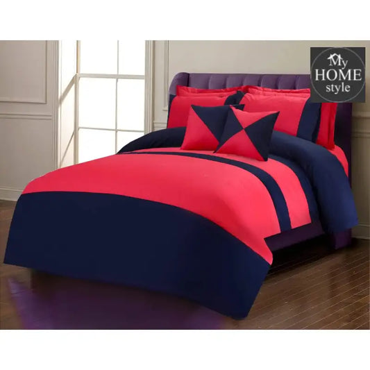 8 pcs Strips Duvet Set Red & Black - myhomestyle.pk