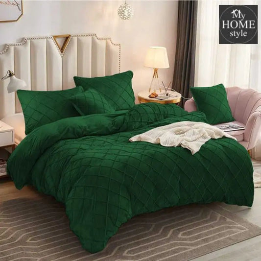 8 PC'S VELVET CROSS PLEATED DUVET SET - GREEN - myhomestyle.pk