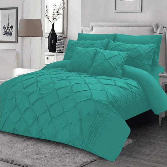 8Pcs Pintuck Duvet Set With Pleats Ocean Blue SC - myhomestyle.pk