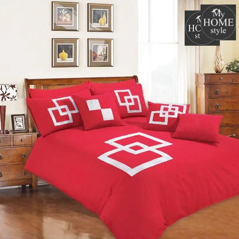 9 Pcs Passion Red Bed Set Covers - myhomestyle.pk