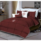 9 Pc's Pleated Embroidered & Corded Duvet Maroon - myhomestyle.pk