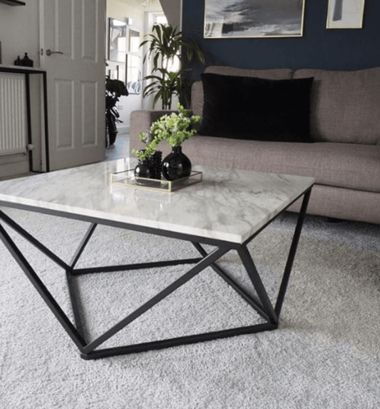Geometric Coffee Table Black Metal Cage Frame - 1405