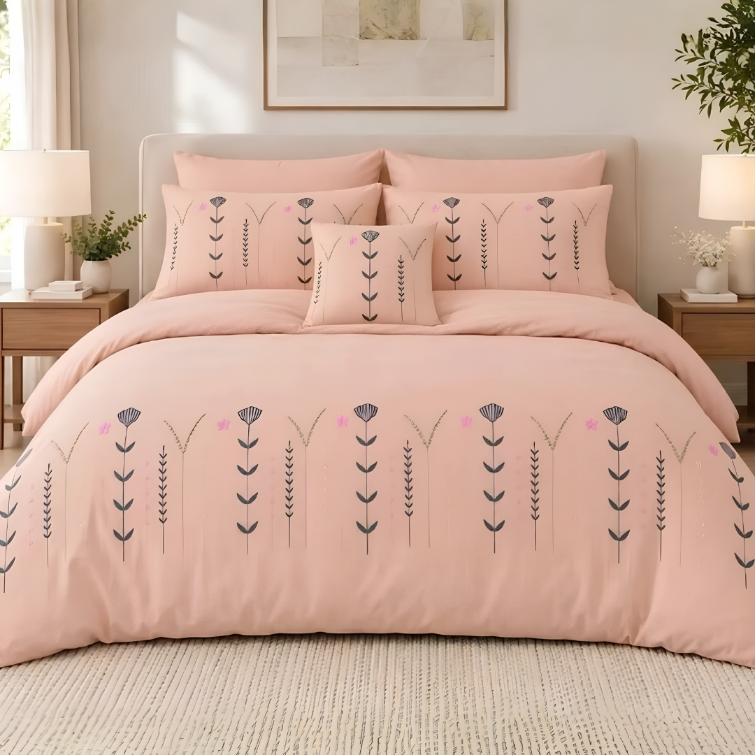 7 Pcs Embroidered Duvet Set - 1284