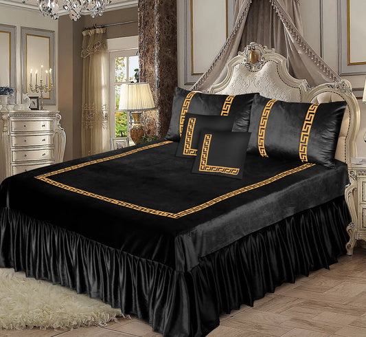 BLACK VELVET BEDSHEET SET - 5 PCS