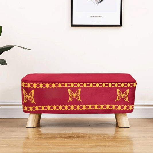 Printed Wooden stool Two Seater-1373