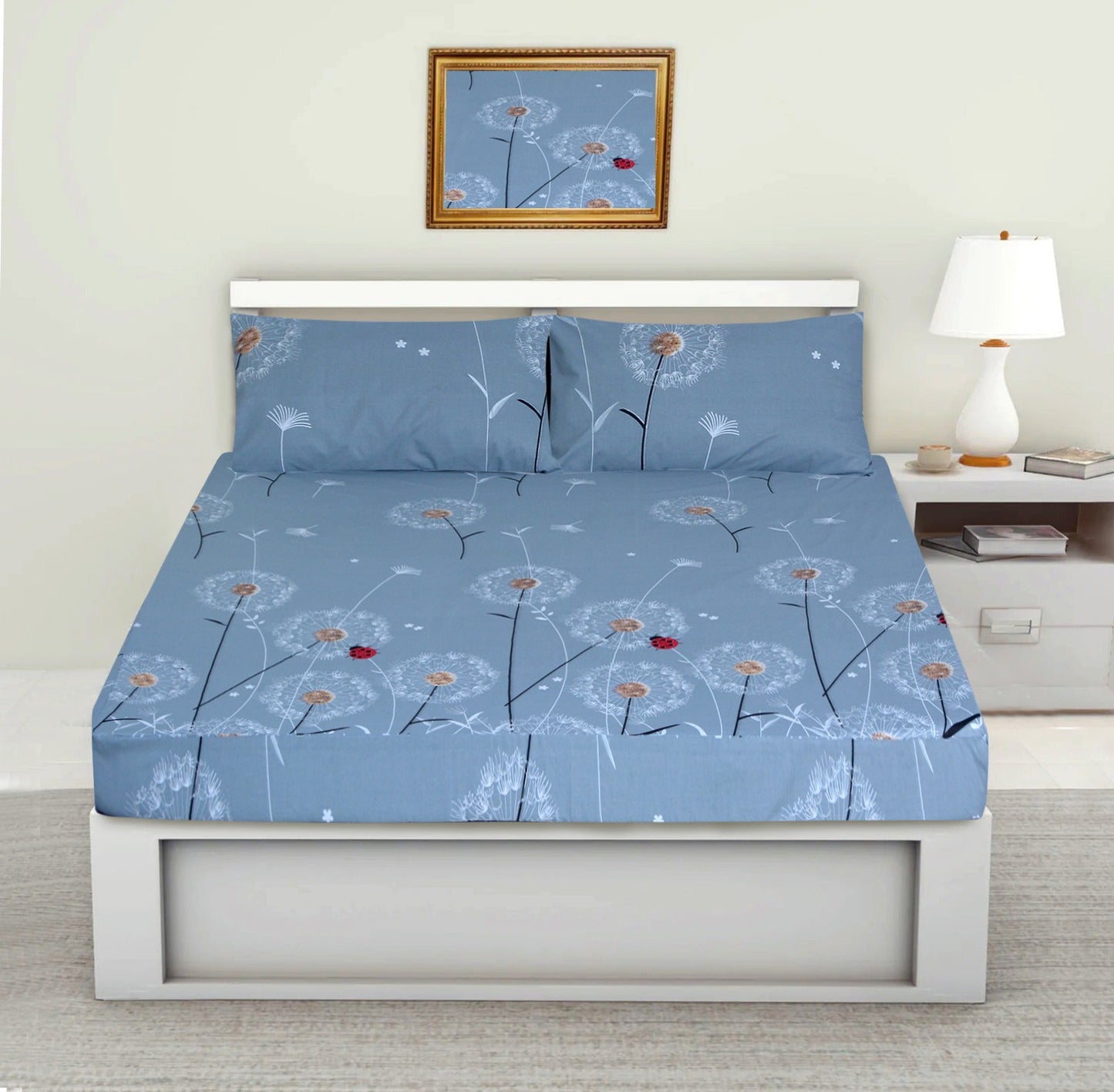 3PCS Printed Fitted Sheet with pillow Covers - 1164