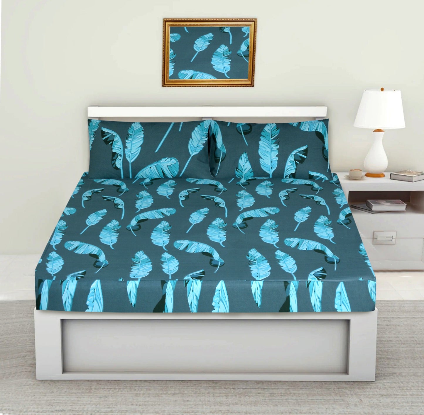 3PCS Printed Fitted Sheet with pillow Covers - 1169