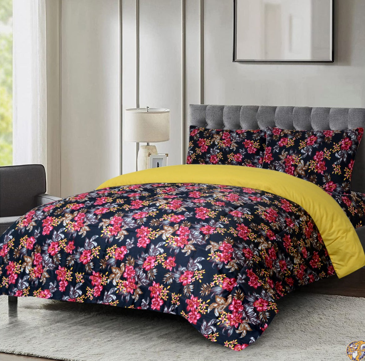 4 Pcs Luxury Printed Comforter Set - 1193