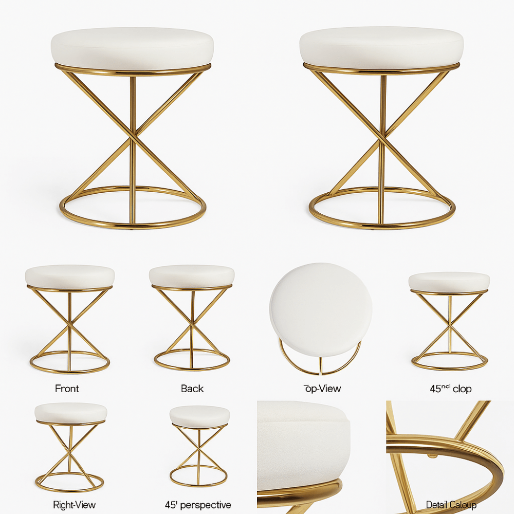 Aristo Gold Elegance Round Stool - 1550 - myhomestyle.pk