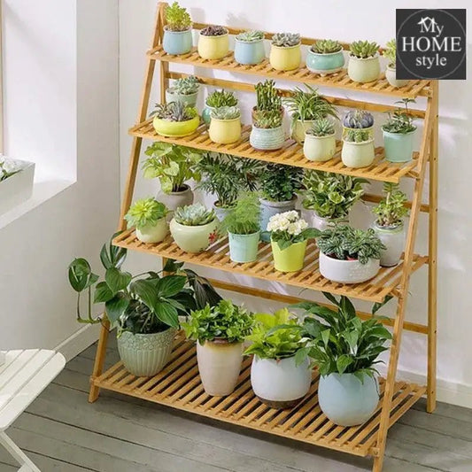 Bamboo Wood Ladder Plant - 4 Layered - myhomestyle.pk