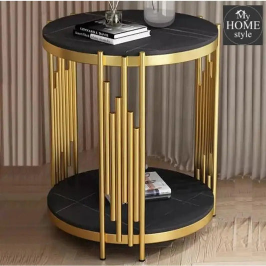 Bedroom Bedside Table, 2 - tier Marble Round Coffee Table Hotel Office Living Room Reception Coffee Table Sofa Table - myhomestyle.pk