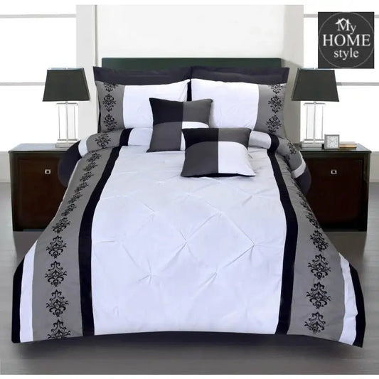 Black and White Embroided Pintuck Duvet Set - myhomestyle.pk