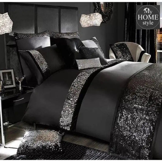 Black Luxury Sequenced Bridal set with Runner - myhomestyle.pk