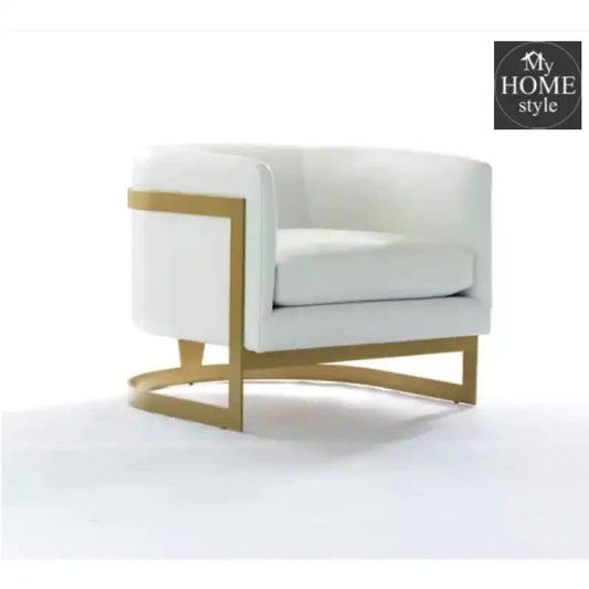 Collection Modern | Contemporary Upholstered Velvet Barrel Accent One Seater Chair with Gold Base - 1276 - myhomestyle.pk