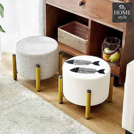 Drone Shape Round stool With Steel Legs Printed - 491 - myhomestyle.pk