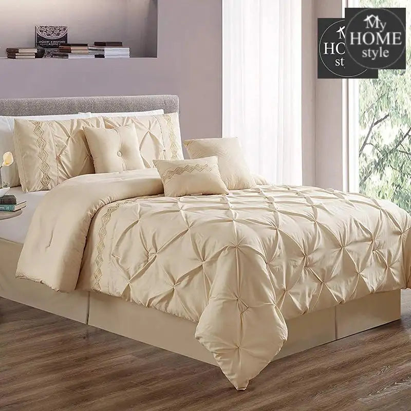 Embroidered Pintuck Duvet 8 pieces Cream - myhomestyle.pk