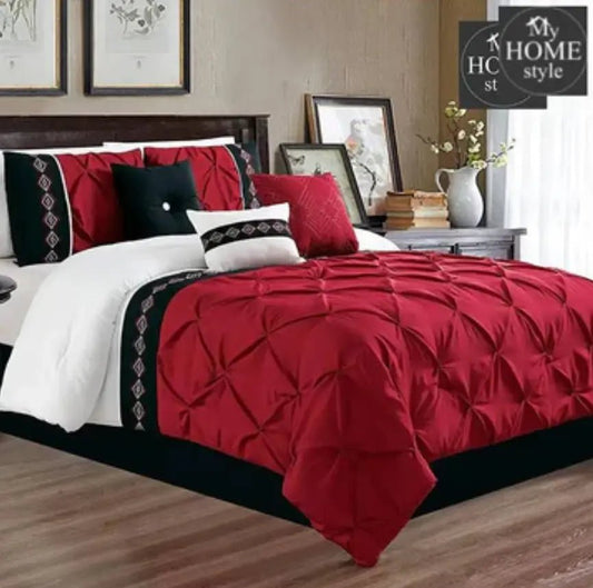 Embroidered Pintuck Duvet 8 pieces Maroon - myhomestyle.pk