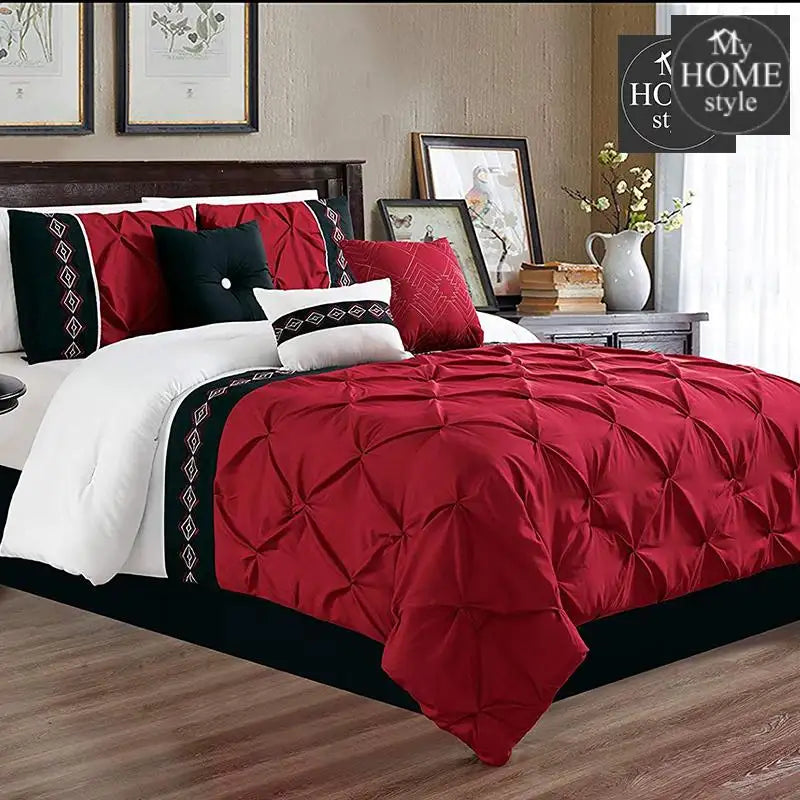 Embroidered Pintuck Duvet 8 pieces Maroon - myhomestyle.pk