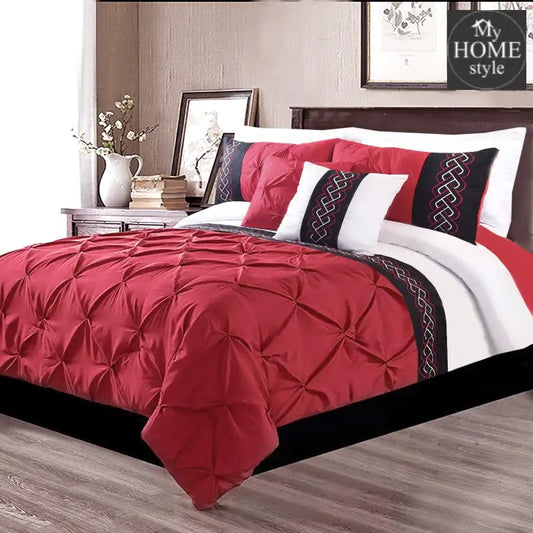 Embroidered Pintuck Duvet 8 pieces Maroon - myhomestyle.pk