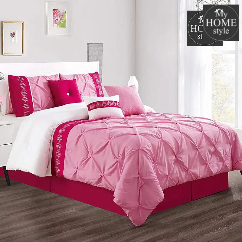 Embroidered Pintuck Duvet 8 pieces pink - myhomestyle.pk