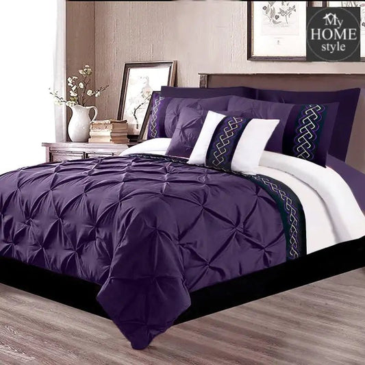 Embroidered Pintuck Duvet 8 pieces Purple - myhomestyle.pk