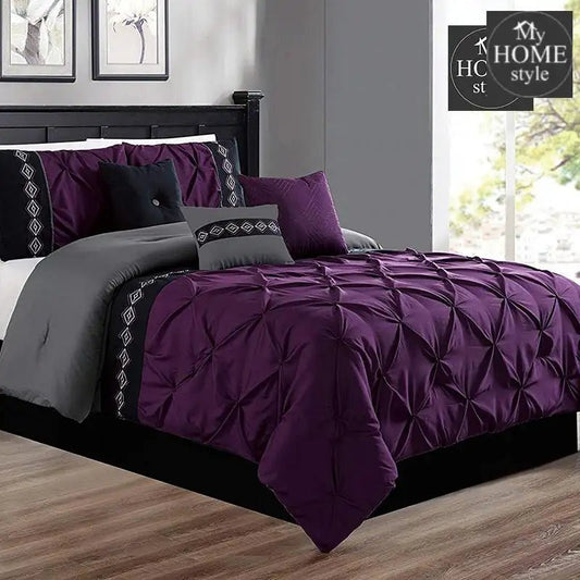 Embroidered Pintuck Duvet 8 pieces Purple - myhomestyle.pk