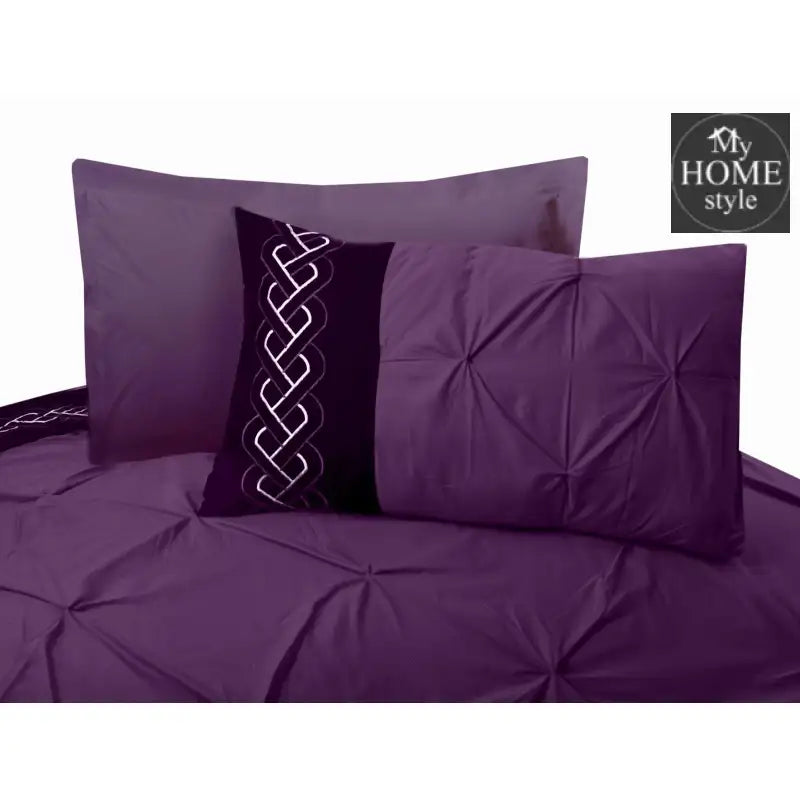 Embroidered Pintuck Duvet 8 pieces Purple - myhomestyle.pk