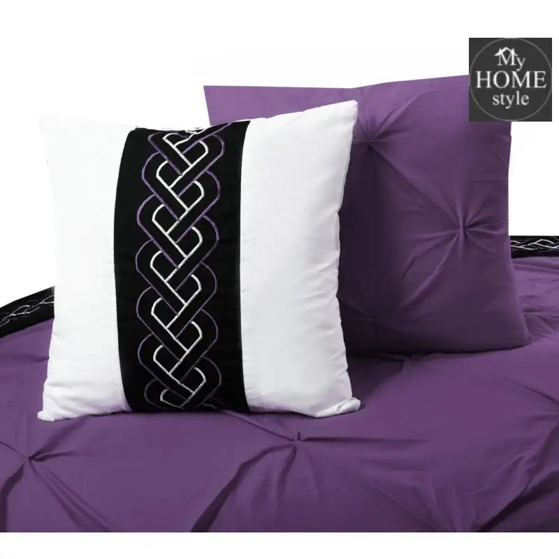 Embroidered Pintuck Duvet 8 pieces Purple - myhomestyle.pk